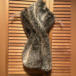 The Limited Black and Brown Faux Fur Pull Through Scarf Wrap